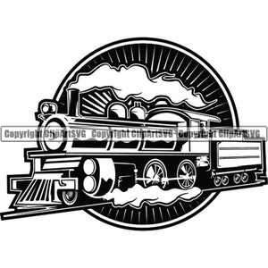 Steam Engine #23 Train Locomotive Smoke Vintage Railroad Railway Track Transportation Retro Logo .SVG .PNG Clipart Vector Cricut Cut Cutting