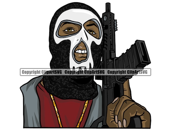 Gangster Ski Mask Machine Gun Hat Thug Head Face Cap Biker Etsy