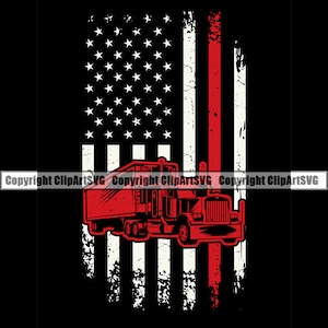 Truck Driver Trucking USA United States America American Flag Delivery Shipping Cargo Design Logo SVG Clipart Vector Cricut Cut Cutting File