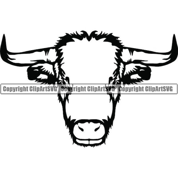 Bull 12 Mascot Steer Cowboy Western Head Face Animal Buffalo Etsy