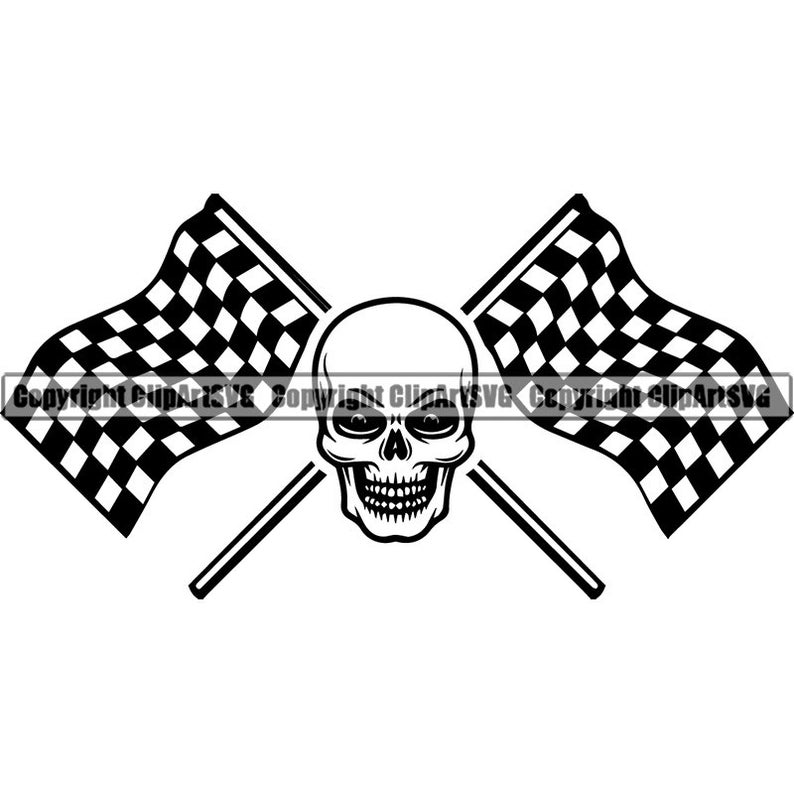 Checkered Flags 6 Skull Speed Superbike Motorcycle Car Truck Etsy