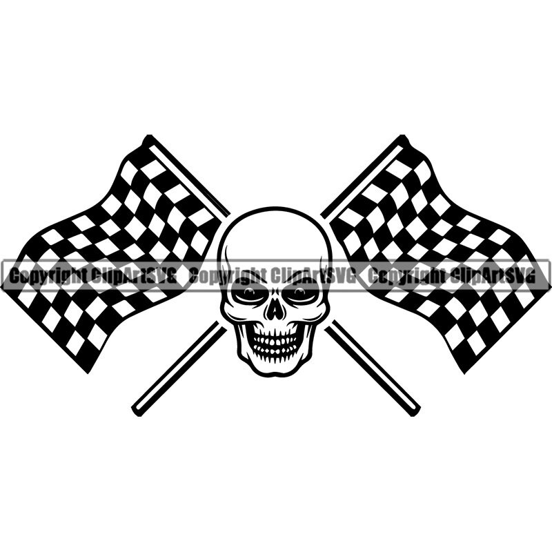 Checkered Flags 6 Skull Speed Superbike Motorcycle Car Truck Etsy
