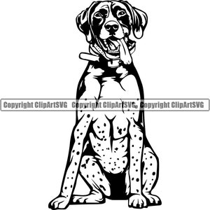 Deutsch Kurzhaar Hund Sit sitzend Rasse Glücklich Pfote Welpe Welpe Haustier Englisch Weimaraner Vizsla Logo SVG PNG Clipart Vektor Schneiden Schneiden