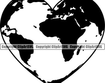 World Heart #1 Love Earth Save Planet Go Green Environmental Nature Peace No War Globe Global Logo.SVG.PNG Clipart Vector Cricut Cut Cutting