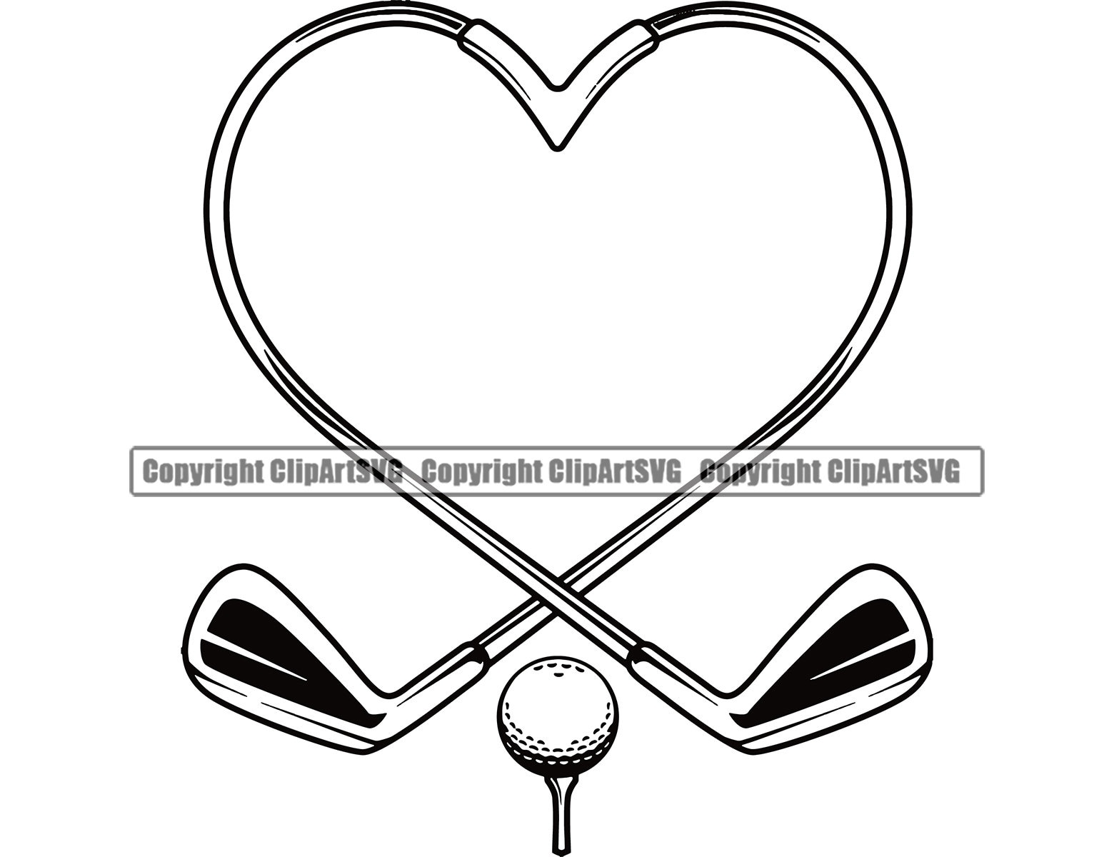 Golf Club Heart Golfer Love Swing Hit Ball Tee Sport Course Etsy