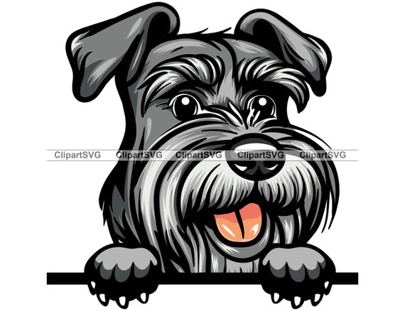 Schnauzer Smiling Peeking Dog Puppy Head Canine Pet Scottish - Etsy Ireland