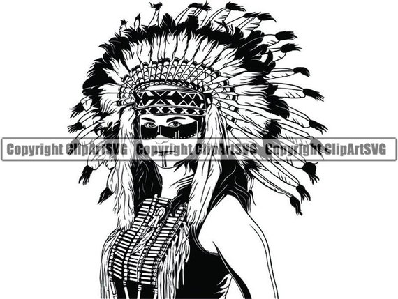 Download Female Indian 1 Headdress Native American Traditional Head Etsy