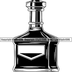 Liquor Bottle Alcohol Whiskey Scotch Drink Bar Pub Tavern Party Spirits Wine Glass Blank Design Element Logo SVG PNG Vector Cut Cutting File