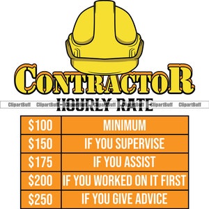 Taxa horária do empreiteiro Sinal engraçado Canteiro de obras Trabalhador Capacete Construtor Construir Edifício Casa Casa Reparar Correção Arte Logo Design SVG PNG Cut