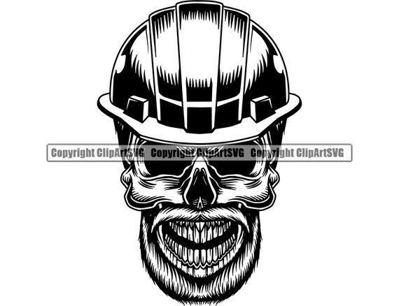 Construction Worker Skull Skeleton Beard Hard Hat Helmet Beard Etsy
