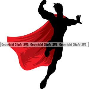 Super herói Capa de super-herói Voando Pose Posando Quadrinhos Homem Masculino Máscara Arte Arte Silhueta Elemento Design Logo SVG PNG Clipart Corte