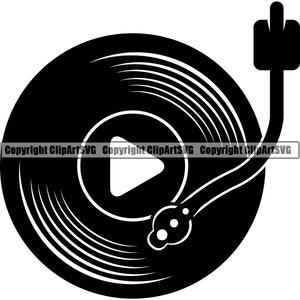 Muziek Draaitafel Platenspeler Mixer DJ Disc Jockey Krabben Album Vinyl Club Stereo Sound Design Art Logo SVG PNG Vector Clipart Cut File