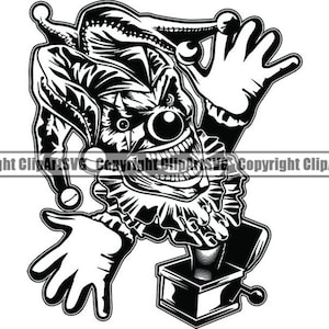 Evil Clown #15 Joker Jester Death Evil Kill Killer Tattoo Circus Scary Face Head Horror Halloween.SVG .PNG Clipart Vector Cricut Cut Cutting