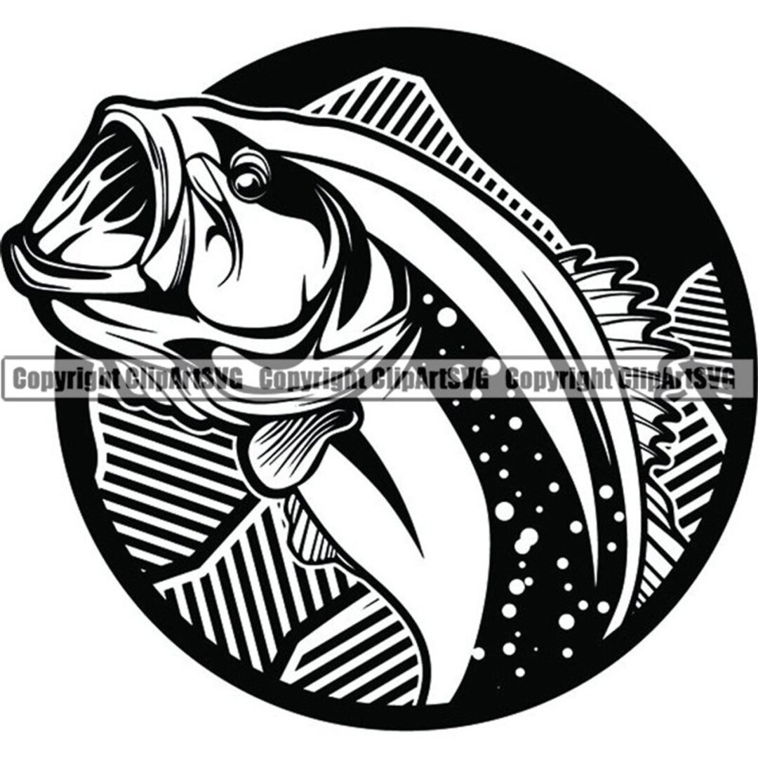 Bass Fishing 26 Logo Angling Fish Hook Fresh Water Hunting Largemouth  Smallmouth Striped .SVG .EPS .PNG Clipart Vector Cricut Cut Cutting -   New Zealand