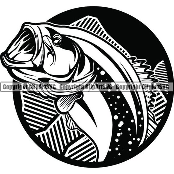 Download Bass Fishing 26 Logo Angling Fish Hook Fresh Water Hunting Etsy