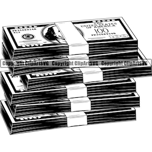 Money Stack Paper Cash 100 Dollar Bills Currency Business Advertising Design Element Rich  Logo .SVG .PNG Clipart Vector Cricut Cut Cutting