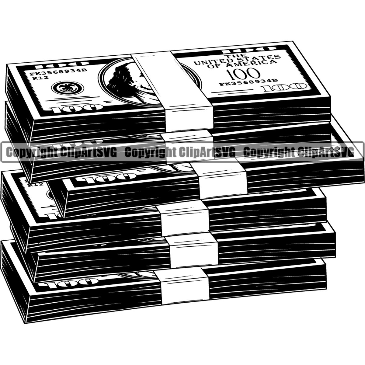 Money Stacks Clipart Black And White Christmas