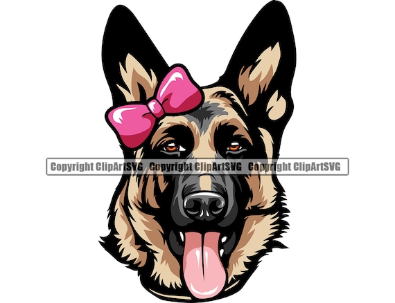 German Shepherd Dog Female Girl Bow Pretty Breed Happy Paw Puppy