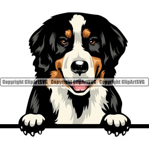 Berner Sennenhund Rasse Spähen Peek-A-Boo Welpe Tier Haustier Stammbaum Reinrassige Hunde Art Artwork Design Logo SVG PNG Clipart Vektor Schnitt