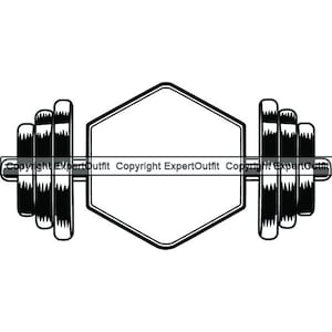 Fitness Logo Dumbbell Bar Weightlifting Bodybuilding Workout Working Out Gym Weight Barbell.SVG .PNG Clipart Vector Cricut Cut Cutting File