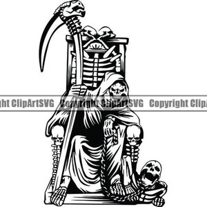 Grim Reaper #8 Skull Death Sickle Evil Kill Killer Grim Horror Ghost Tattoo Skeleton Bone Logo .SVG .PNG Clipart Vector Cricut Cut Cutting