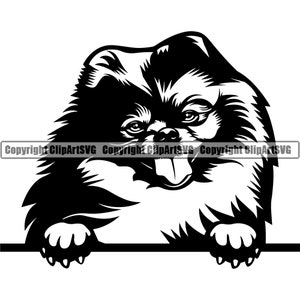 Race de chien de Poméranie furtivement Peek-A-Boo patte chiot chiot Pet Art K-9 maltais Chihuahua Shih Tzu oeuvre Logo SVG PNG Clipart vecteur coupe coupe