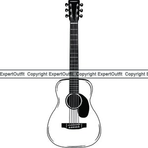 Gitarre #15 Akustisches Musikinstrument Saiten Rock Roll Player Musik Gitarrist Sound Cowboy Country .SVG .PNG Clipart Vektor Cricut Cutting
