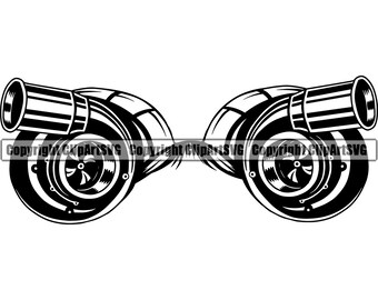 Turbo Charger Mechanic Engine Modification Auto Car Body Part Fix Biker Garage Repair Job Shop Design Logo SVG PNG Vector Clipart Cut File
