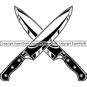 Chef Knife Butcher Cook Blade Sharp Butcher Cooking Resturant Tool Kitchenware Cutting Cut Logo .SVG .PNG Clipart Vector Cricut Cut Cutting
