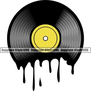 Vinyl Record Album smelten druipende muziek draaitafel speler Mixer DJ Disc Jockey Club Stereo Sound Design Art Logo SVG PNG Vector Clipart knippen
