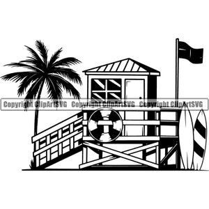 Lifeguard Life Guard Stand Preserver Swim Water Beach Ocean Rescue EMT Pool Safety Training Art Design Logo SVG PNG Vector Clipart Cut File
