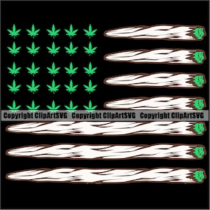 Marihuana Blatt Joint Blunt USA US Flagge Bud Pot Rauch Gras Cannabis Hanf Rasta Shop Droge Kraut 420 Design Element Logo SVG Clipart Vektor Schnitt