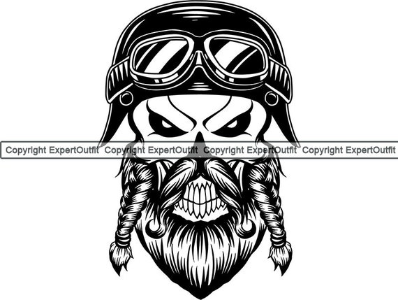 Transportation Motorcycle Helmet Goggle Beard Mustache Skull Etsy