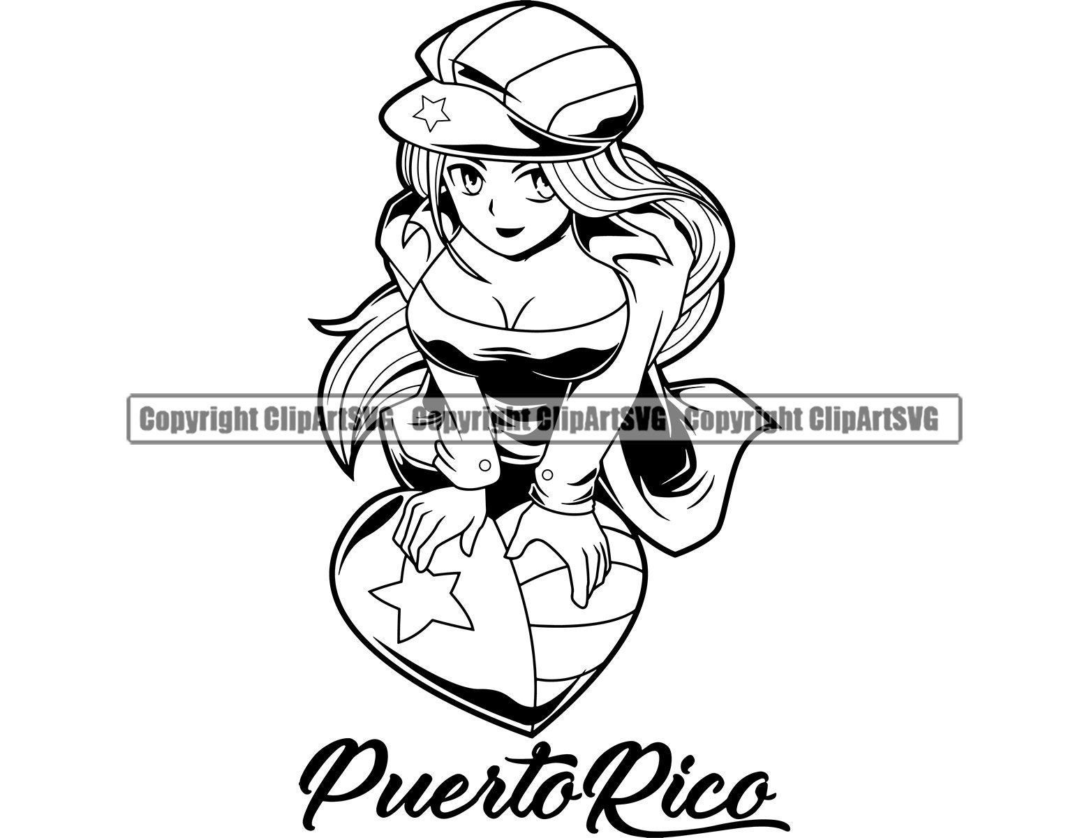 Puerto Rico Rican Woman Girl Heart Love Flag Country World - Etsy