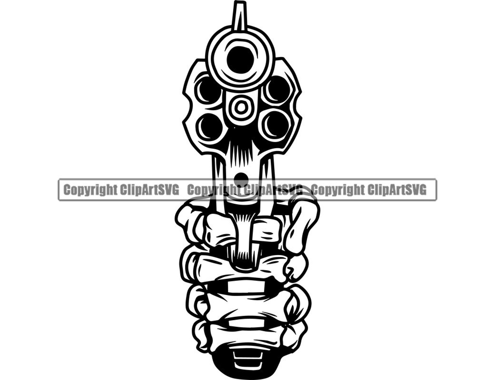 Skeleton Hand Holding Gun Pistol Skull Death Dead Head Evil Etsy