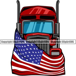 Conductor de camión Camionaje EE.UU. Estados Unidos América Bandera americana Entrega Envío Diseño de carga Logotipo SVG Clipart Vector Cricut Corte Archivo de corte