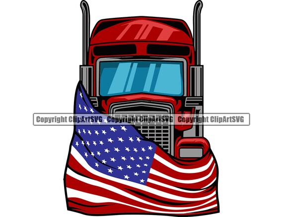 Download Truck Driver Trucking Usa United States America American Flag Etsy