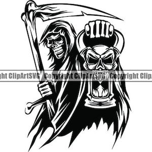 Grim Reaper #22 Blade Death Sickle Evil Kill Killer Grim Horror Ghost Tattoo Skeleton Bone Logo .SVG .PNG Clipart Vector Cricut Cut Cutting