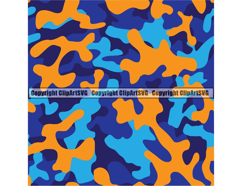 Blue Camo Camouflage Seamless Pattern War Print Military Hunt Wrap ...