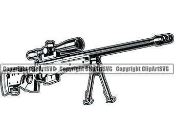 Sniper Rifle #1 Machinegeweer Bullet Baret Munitie Munitie Wapen Oorlog Slag bij Oorlog Combat Logo. SVG. PNG Clipart Vector Cricut Cut Cutting