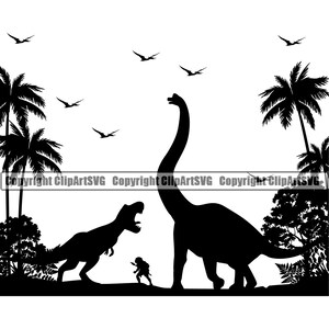 Dinosaur Scene Tyrannosaurus Rex T-Rex Caveman Fossil Jurassic Reptile Animal Dino Art Design Logo SVG.PNG Clipart Vector Cut Cutting File