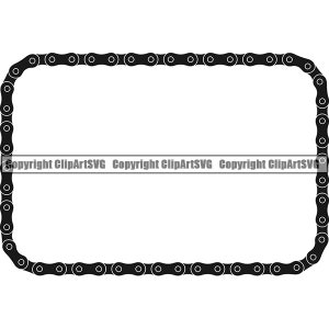 Fahrrad Kette Rechteck Bordüre Rahmen Zyklus Radfahren Fahrrad Teil Rennen BMX Racing Geschwindigkeit Design Element Art Logo SVG PNG Vektor Cricut Schnitt Schneiden