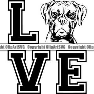 Boxer #30 Love Dog Breed K-9 Animal Pet Hound Pedigree Canine K-9 Cartoon Puppy Logo .SVG .PNG Digital Clipart Vector Cricut Cut Cutting