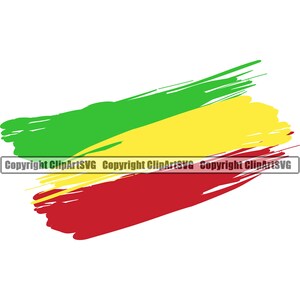 May include: A green, yellow, and red abstract brushstroke design representing the colors of the flag of Senegal.
