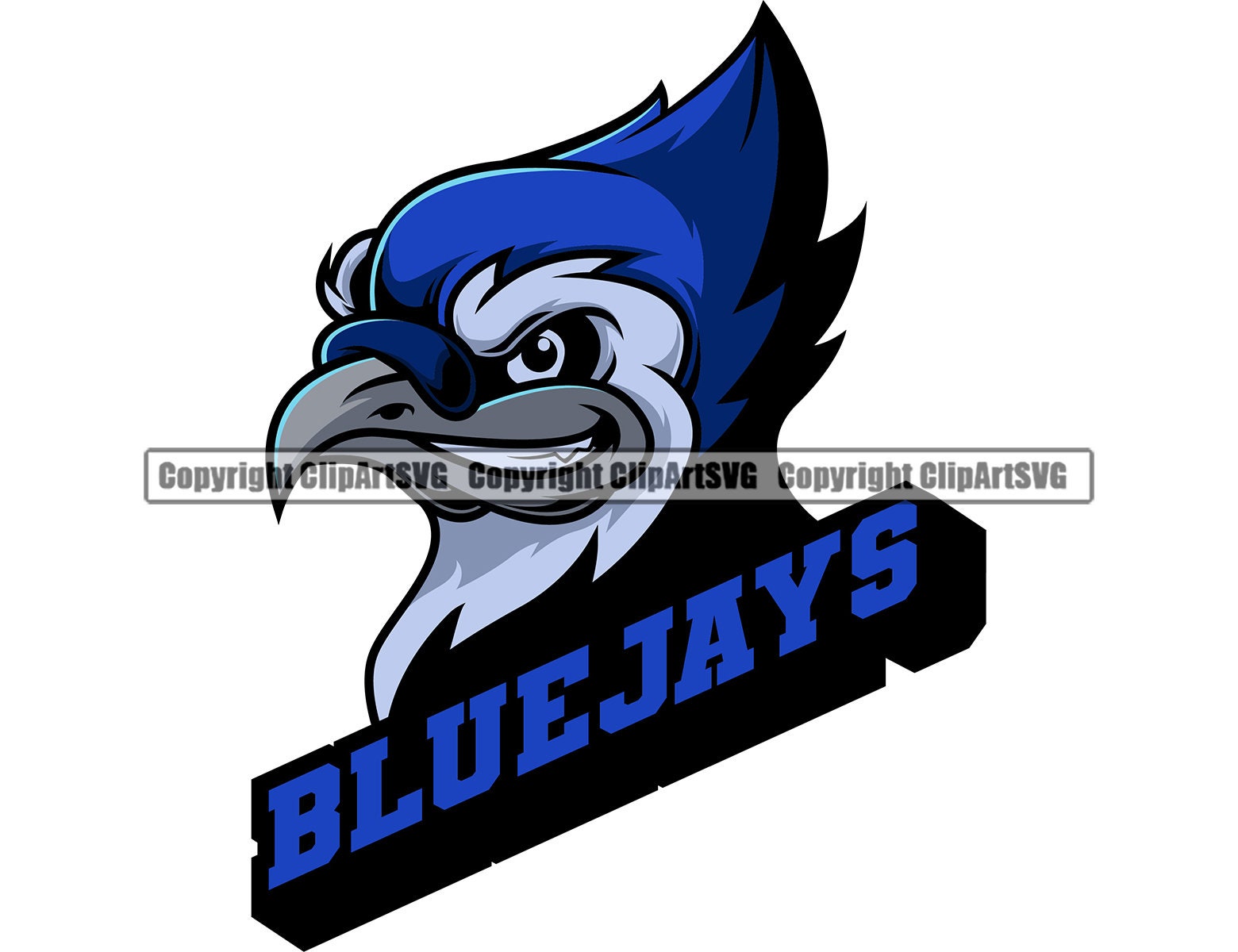 Blue Jay Bird Mascot School Team Head Face Sport eSport Game Emblem Sign  Club Badge Art Icon Text Design Logo SVG PNG Vector Clipart Cutting