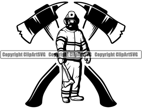 Firefighter Logo 18 Firefighting Rescue Axes Fireman Fighting Fire Suit Hydrant Emt Emergency Svg Eps Png Vector Cricut Cut Cutting File