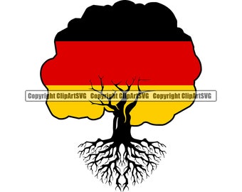 Germany German Tree Roots Family Home Flag Country World Nation Map Sign Design Element Logo SVG PNG Clipart Vector Cricut Cutting File