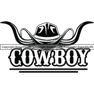 Cowboy Logo Outlaw Bull Horns Guns Star Sunburst Country Western Rodeo Ranch Old Wild West. SVG. PNG vecteur Clipart Cricut coupe coupe fichier