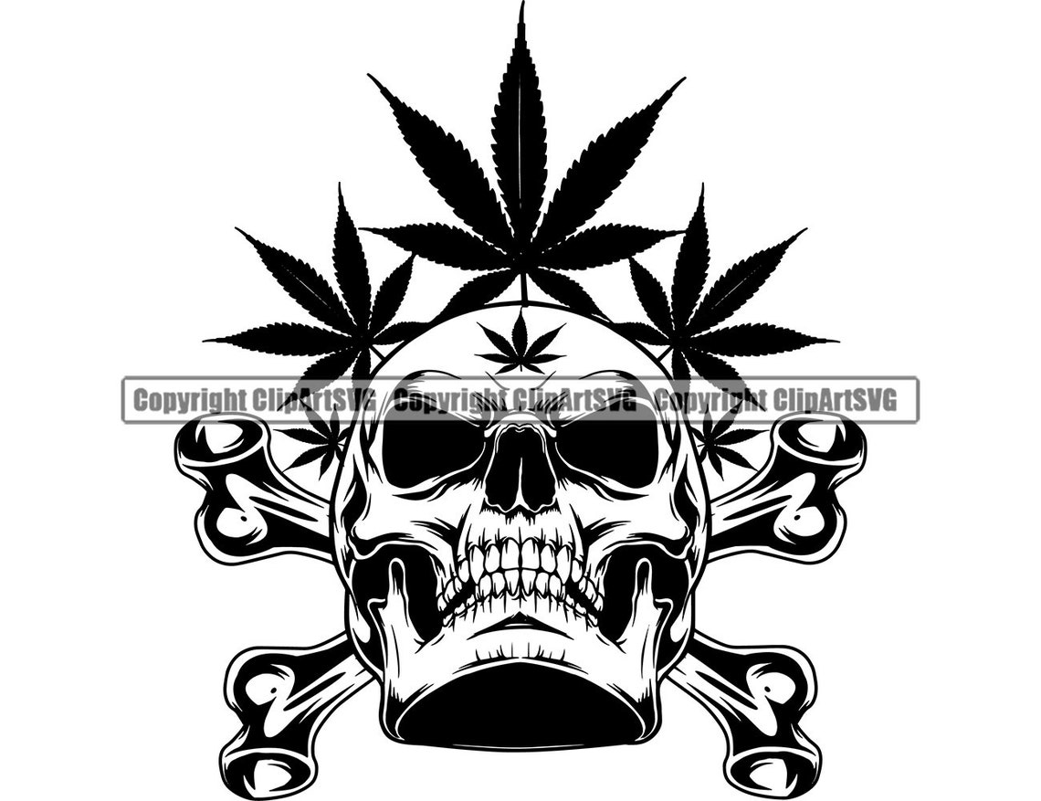Marijuana Leaf Skull Crossbones Smoker Smoking Smoke Weed Legalize ...