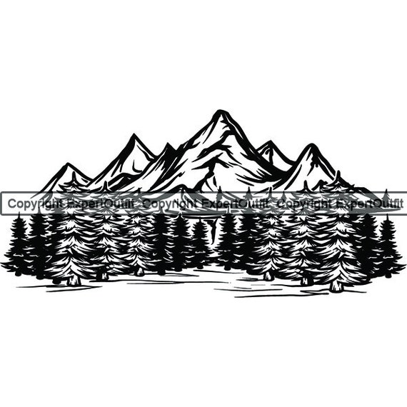Mountain Side #10 Rock Climbing Climb Ski Skiing Hike Hiking Tree Snow Cap Alps Nature Travel Logo.SVG.PNG Clipart Vector Cricut Cut Cutting